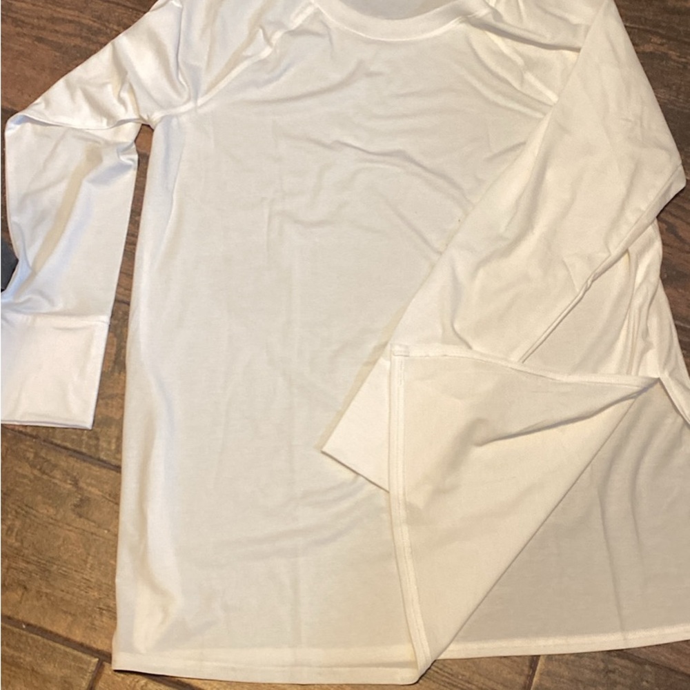 tek gear White Crew Neck Long Sleeve Shirt with Lime Logo